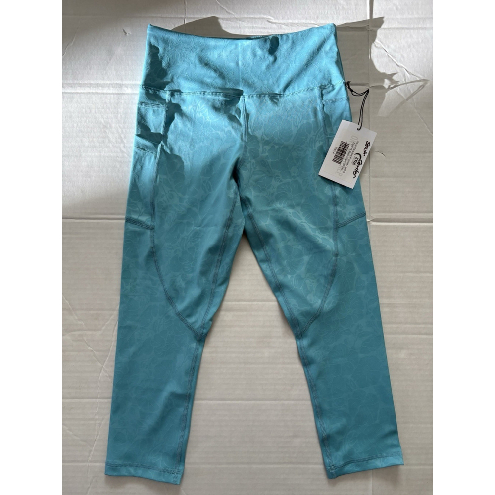 ZYIA Active Capri Light n Tight Pocket Leggings Womens Sz 4 Aqua Paradise